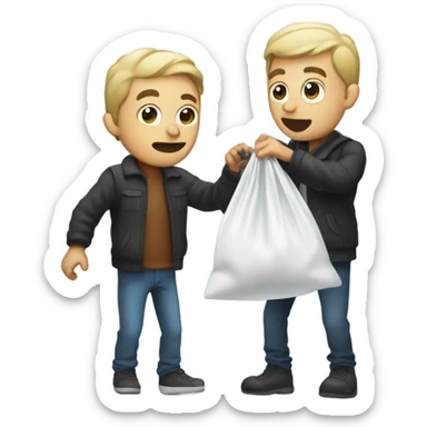 Thug giving sugar in a clear bag to someone  sticker