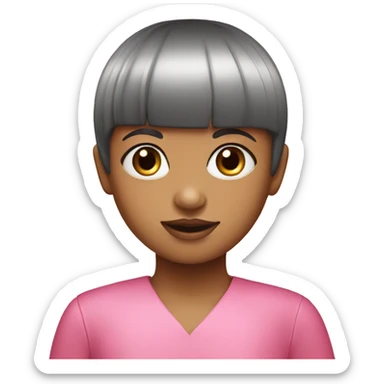 Girl with bowl cut and pink dress sticker