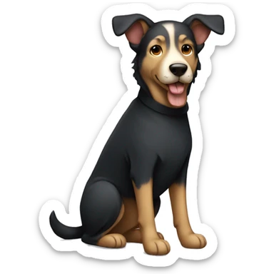 a shepherd dog in a dark jumpsuit sticker
