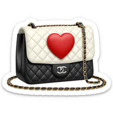 chanel white heart bag sticker
