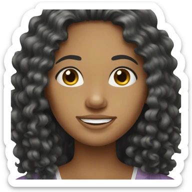 curly black long hair white woman sticker