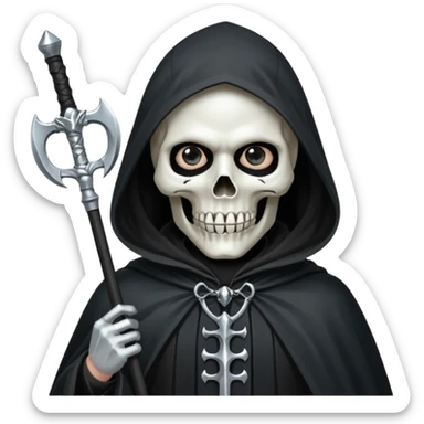 Silver skull death gothic With a scythe  sticker