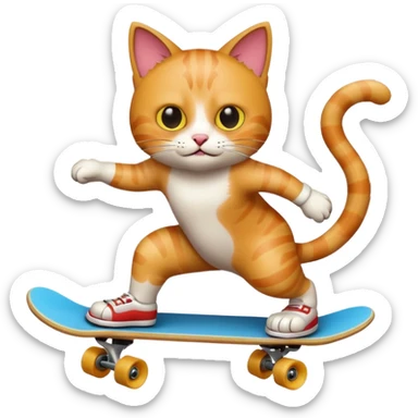 Cat skateboarding  sticker