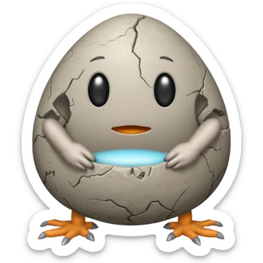 a stone egg, has two leg and arms sticker