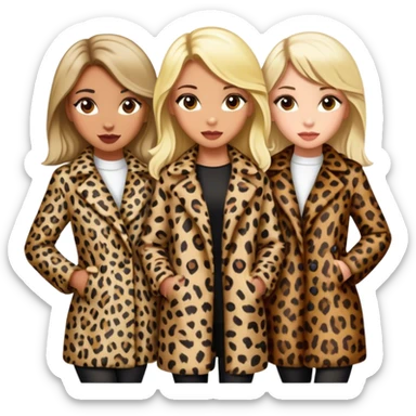 Blonde and brunette girl in leopard print coats sticker
