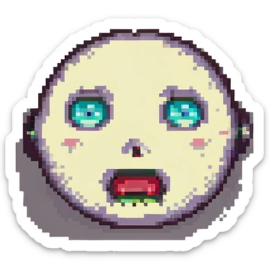 shocked face, pixel art style, retro look sticker