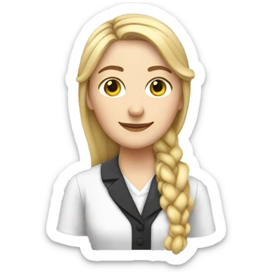 a french teacher with a long braid she is blonde hair and has a massive side parting sticker