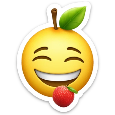 Smile emoji with grab fruit sticker