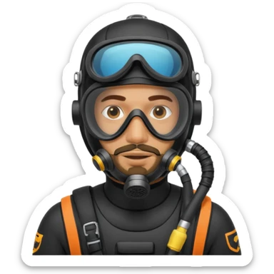 Moroccan Male 38 short beard, scuba diving sticker