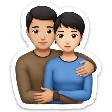 Hot latino man hugging girl black hair pixie cut sticker