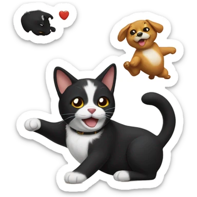black cat beats  corgi sticker