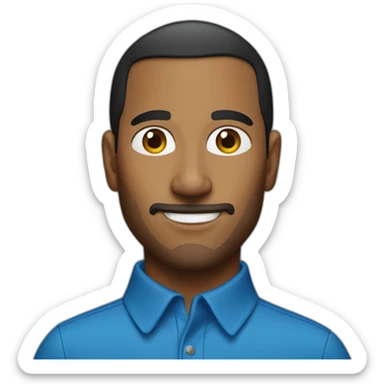 brown man that looks rich like steve jobs with a blue polo shirt sticker