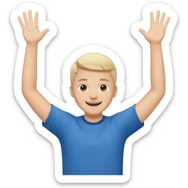 person raising both arms spread apart sticker