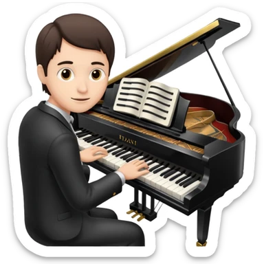 Practicing piano sticker