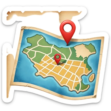 a map with a pin sticker