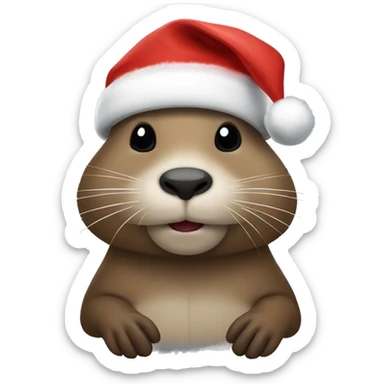 Nutria con gorro de navidad  sticker