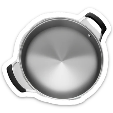 “Royal Prestige” Stainless steel pan with black handlers, food inside, without cover sticker