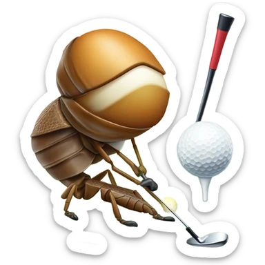 Una cucaracha jugando golf  sticker