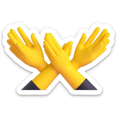 two yellow hands crossed in an X shape sticker