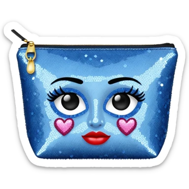 Denim makeup bag sequin sticker