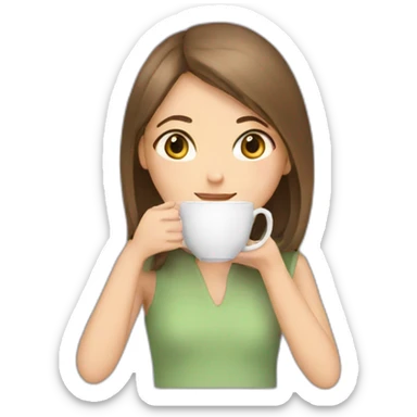 Girl cuddling drinking tea sticker