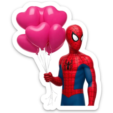spiderman holding balloon hearts sticker