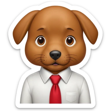 brown dog with red tie,white shirt sticker