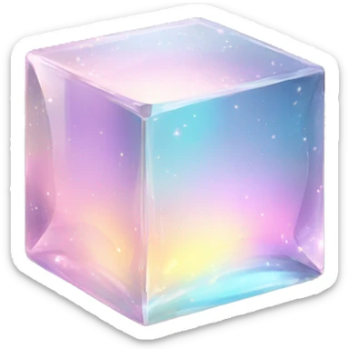 Sparkly glossy Pastel iridescent glass crystal cube sticker