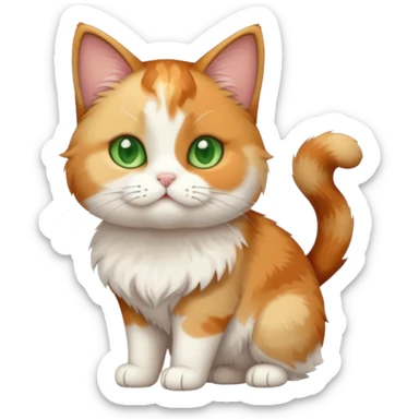 full body calico cat with small head and short but chubby body sticker