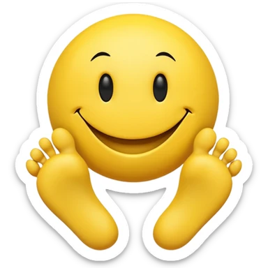 3d human like yellow smiley with feet and toes sticker