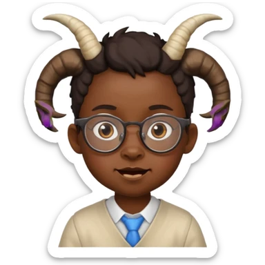black child with goat horn and eyeglasses sticker