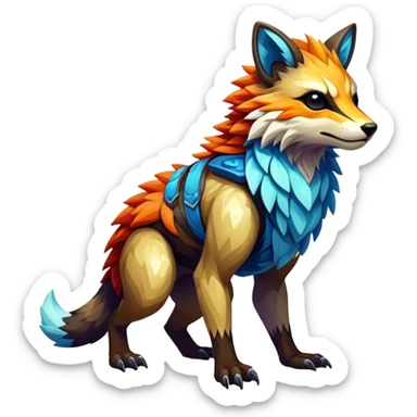 Shiny Epic Edgy Cool Colorful Vibrant Modern Vernid-Protogen-creature-animal, full body  sticker
