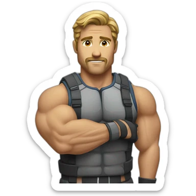 un biceps y una barra de dominadas detras sticker