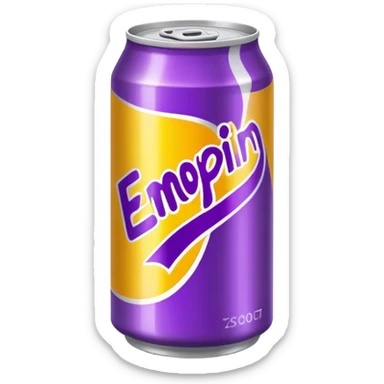 yellow soda can with purple name sticker