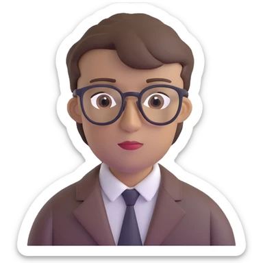 male with glasses, French cut hairstyle, brown hair sticker