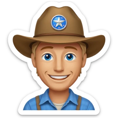 smiling redneck guy with american hat sticker