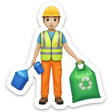 waste-management, neon safety vest, trash picker, cleaning up trash, full body sticker