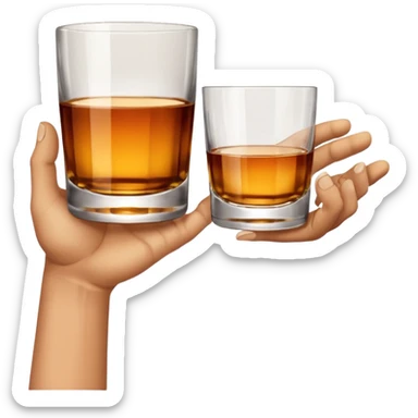 White hand holding whiskey glass with arm (right hand) sticker