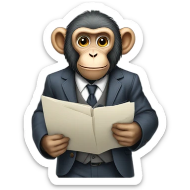 this monkey professor monkey professor with suit holding a chart sticker