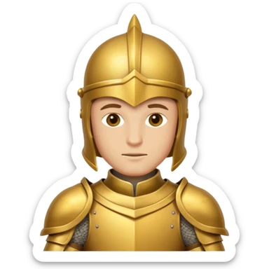 a knight in gold armor sticker
