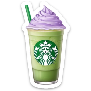 Starbucks iced matcha latter with pastel purple cold foam on top sticker