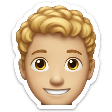 smiling boy with short-cut, reddish-blonde hair and freckles portrait sticker