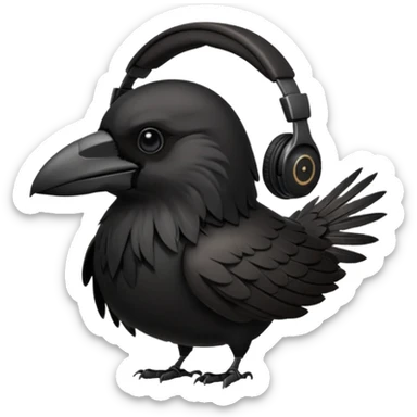 crow with headphones sticker