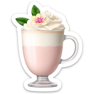 Light Pink latte classy in glass with flower sticker