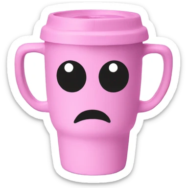 pink travel mug with a handle - no face sticker