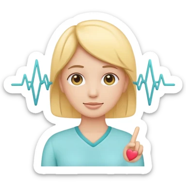 Smart health assistant emoji logo, human silhouette + pulse line, simple vector, soft colors sticker