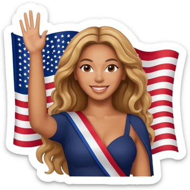 Beyonce with waving american flag sticker