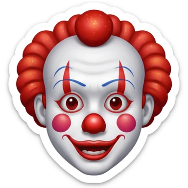 red glitter clown with the retarded facial expression sticker