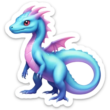 Iridescent crystalic Shiny pastel nebulae exotic Salandit-Aurorus-Salazzle-Dragonair-Fakémon-hybrid-creature (full body)  sticker