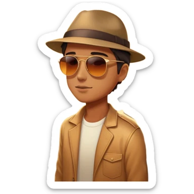 A parked car rests on the side of a long with a person outside , empty road stretching toward a golden sunset. The sky glows with warm colors, and the landscape ahead feels open, peaceful, and full of promise. sticker